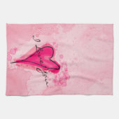 JOUW TEKST Roze Waterverf Hart Theedoek (Horizontaal)