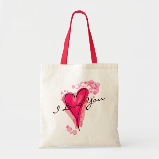 JOUW TEKST Roze Waterverf Hart Tote Bag (Voorkant)