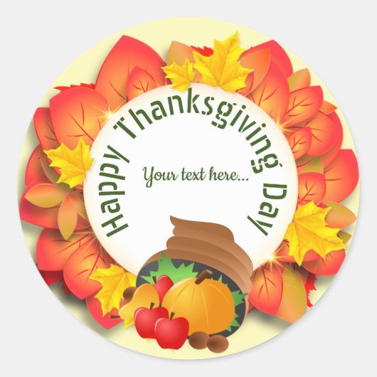 Jouw tekst Thanksgiving Greeting Ronde Sticker (Voorkant)