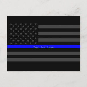 Jouw tekst Thin Blue Line Black, Amerikaanse vlag Briefkaart