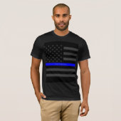 jouw tekst Thin Blue Line Black US Vlag Mode T-shirt (Voorkant volledig)