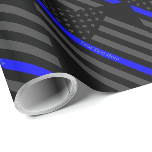 jouw tekst Thin Blue Line Black, VS vlag Grafisch Cadeaupapier (Rol Hoek)