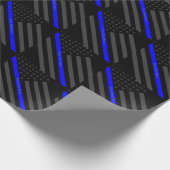 jouw tekst Thin Blue Line Black, VS vlag Grafisch Cadeaupapier (Hoek)