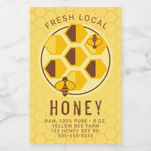 Jouw tekst toevoegen | Honeycomb Jar Label Voedselcontainer Etiket (Enkel label)