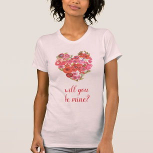 Jouw tekst toevoegen Waterverf Floral Heart T-shirt