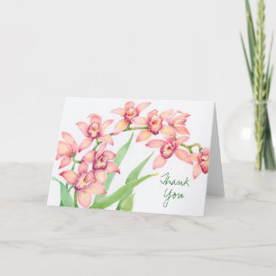 Jouw tekst toevoegen Waterverf Roze bloemen Bedankkaart