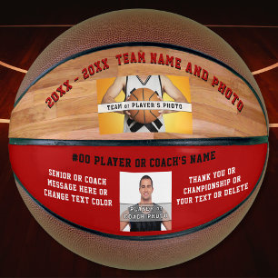 Jouw tekst, twee foto's en kleuren Basketball Ball Basketbal