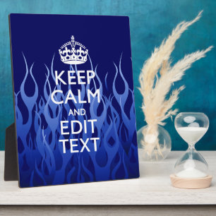 Jouw tekst voor "Keep Calm on Blue Racing Flames" Fotoplaat