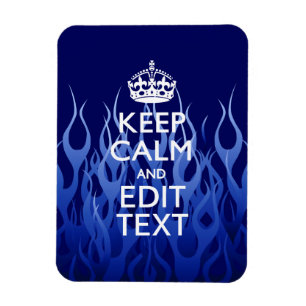 jouw tekst voor "Keep Calm on Blue Racing Flames" Magneet