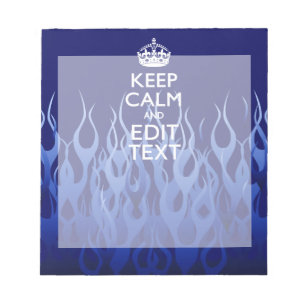 Jouw tekst voor "Keep Calm on Blue Racing Flames" Notitieblok