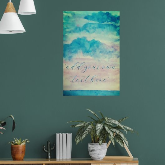 Jouw tekst Waterverf Skies en Zee Landschap toevoe Poster (Woonkamer 1)