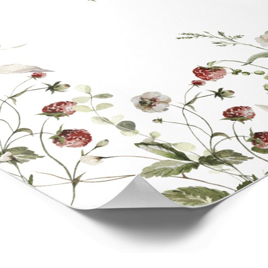 Jouw tekst Wildflower Waterverf Baby shower Poster (Hoek)