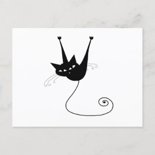 Jouw tekst - zwart kattenpersonage Pose 10 Poster Briefkaart