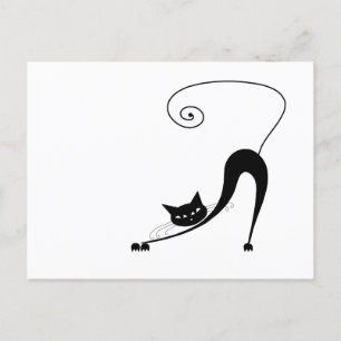 Jouw tekst - zwart kattenpersonage Pose 9 Briefkaart
