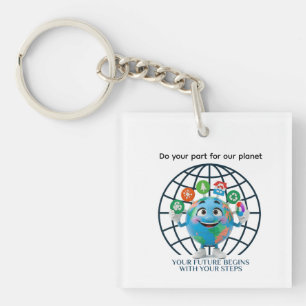 Jouw Toekomst Jouw Stappen Earth Day Duurzaamheid Sleutelhanger