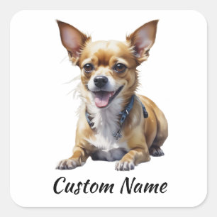 Jouw voertuig Chihuahua hond Aangepaste naam Vierkante Sticker