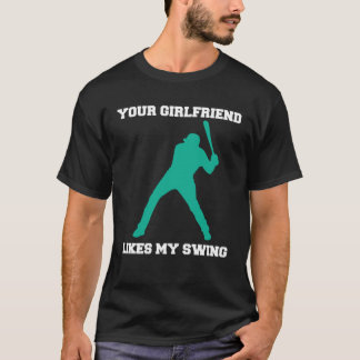 Jouw Vriendin houdt van mijn Swing Baseball Mannen T-shirt