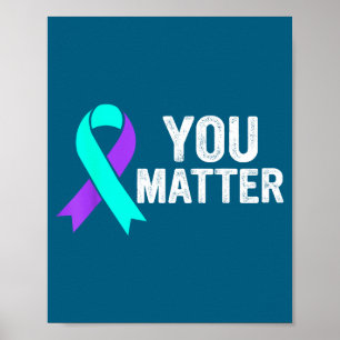 Jouzelf Preventie van Suïcide Turquoise Paarse Bew Poster