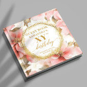 Jovely Blush Gold Floral Anniversaire Livre d'or