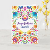 Jovely Folklore Happy Birthday carte pliée (Fleur jaune)
