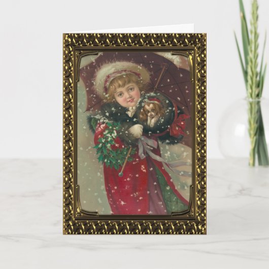 Jovely Girl With Puppy - Carte d'art Vintage (Devant)