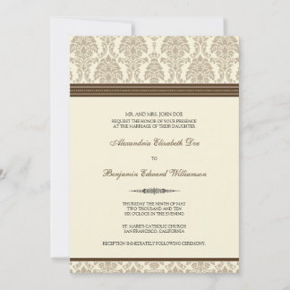 Jovely Mariage damassé Invitation (chocolat/crème)