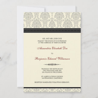 Jovely Mariage damassé Invitation (noir/crème)