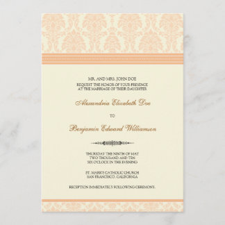 Jovely Mariage damassé Invitation (pêche/crème)