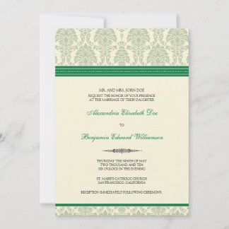 Jovely Mariage damassé Invitation (vert/crème)