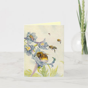 Jovely Morning Glory flowers Bees Carte de remerci