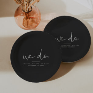 JOVI Black Edgy Modern minimalist Weddenschap dat  Papieren Bordje