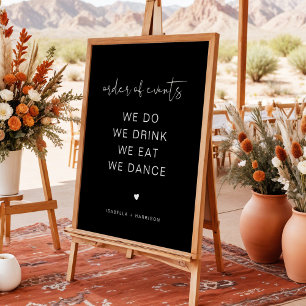 JOVI Black Edgy Wedding Order of Events Poster