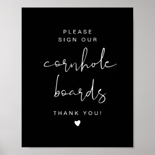 JOVI Edgy Black Cornhole Guestbook Weddenschap Poster