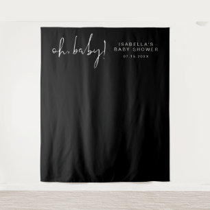 JOVI Edgy Black Modern Baby shower Foto Tapestry Wandkleed