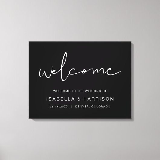 JOVI Edgy Black Modern Minimalist Weddenschap Welk Canvas Afdruk (Voorkant)