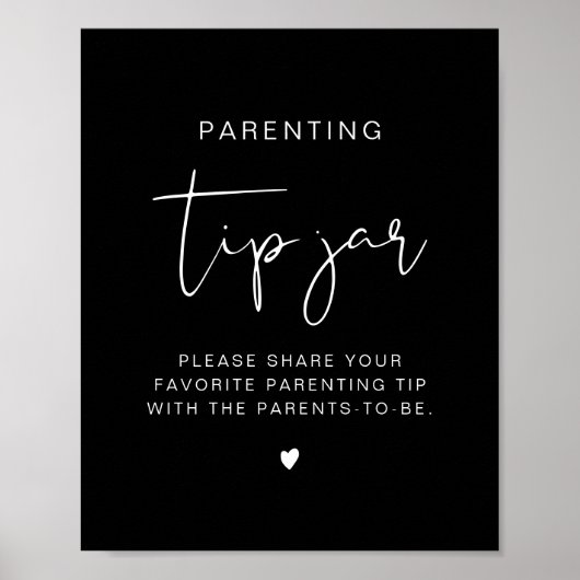 JOVI Edgy Black Modern Tip Jar en Advice Sign Poster (Voorkant)