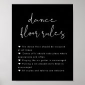 JOVI Edgy Black Wedding Dance Floor Rules Sign Poster (Voorkant)