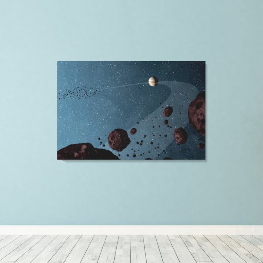 Jovian Trojans Asteroïden. Canvas Afdruk (Insitu (Houten vloer))