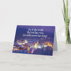 Joy aan de wereld De Heer komt, Kerstman Carol Feestdagen Kaart