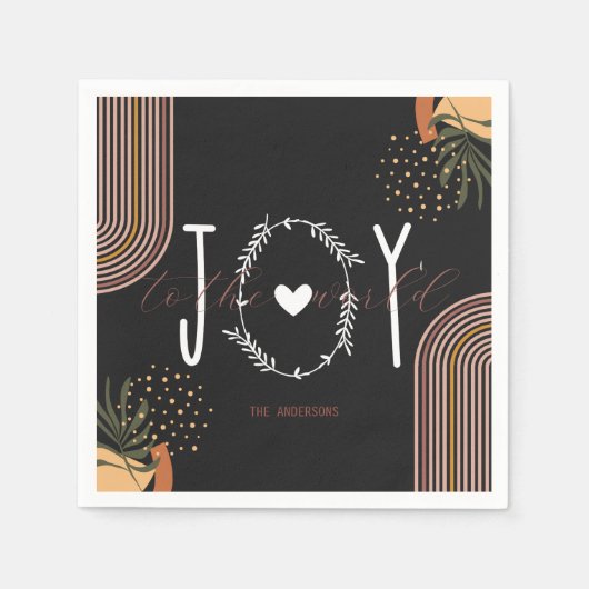 Joy aan de Wereld Modern Boho Kerstmis Servet (Voorkant)