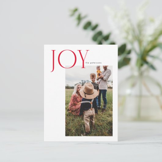 Joy Aligné Une photo Carte de poste de vacances (Debout devant)