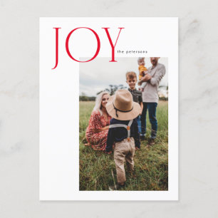 Joy Aligned One Photo Holiday Post Kaart