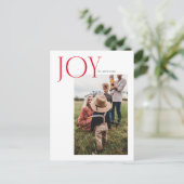 Joy Aligned One Photo Holiday Post Kaart (Staand voorkant)
