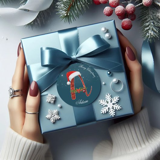 Joy Alphabet de Noël "A" Sticker rond