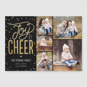 Joy and Cheer Photo Holiday Thin Magnetic Card