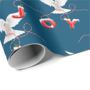Joy and Dove on Blue Wrapping Paper Cadeaupapier