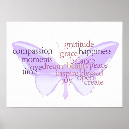 Joy and Gratitude Butterfly Poster (Devant)