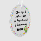 Joy and Light Dank u Leraar Acryl Ornament (voorkant)