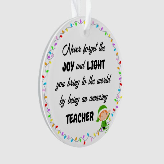 Joy and Light Dank u Leraar Acryl Ornament (voorkant)