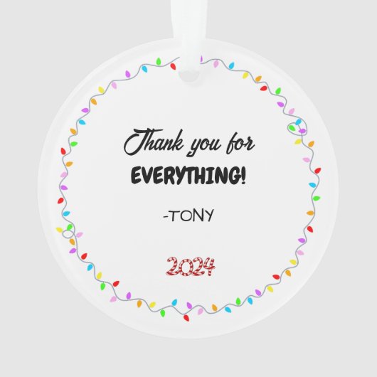 Joy and Light Dank u Leraar Acryl Ornament (achterkant)